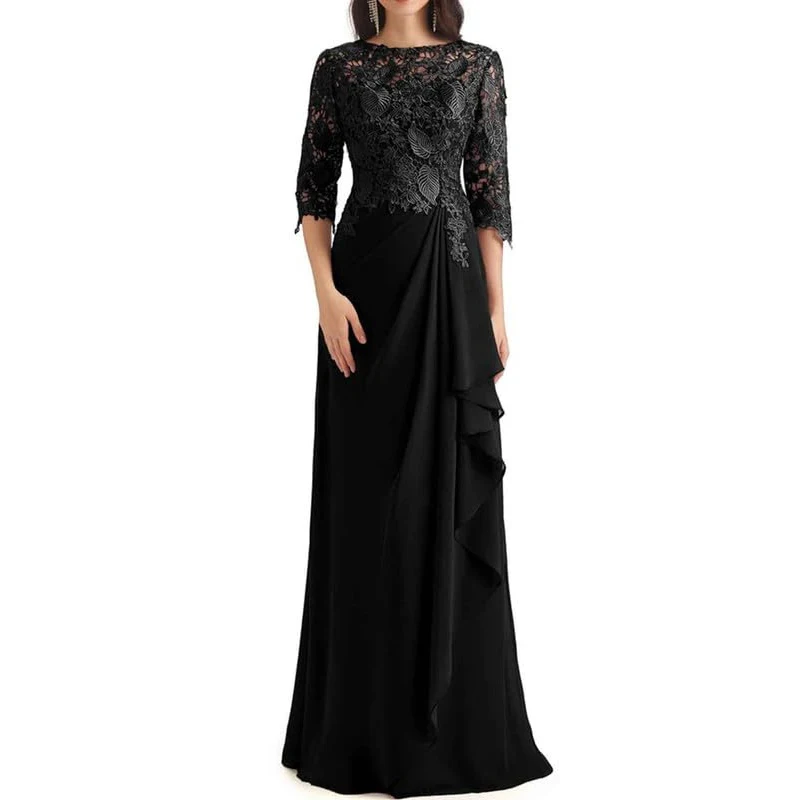 Elegant Lace Applique Mother of the Bride Dress for Wedding Party Dress Chiffon Half Sleeves A-line Evening Dresses Floor Length - Image 5