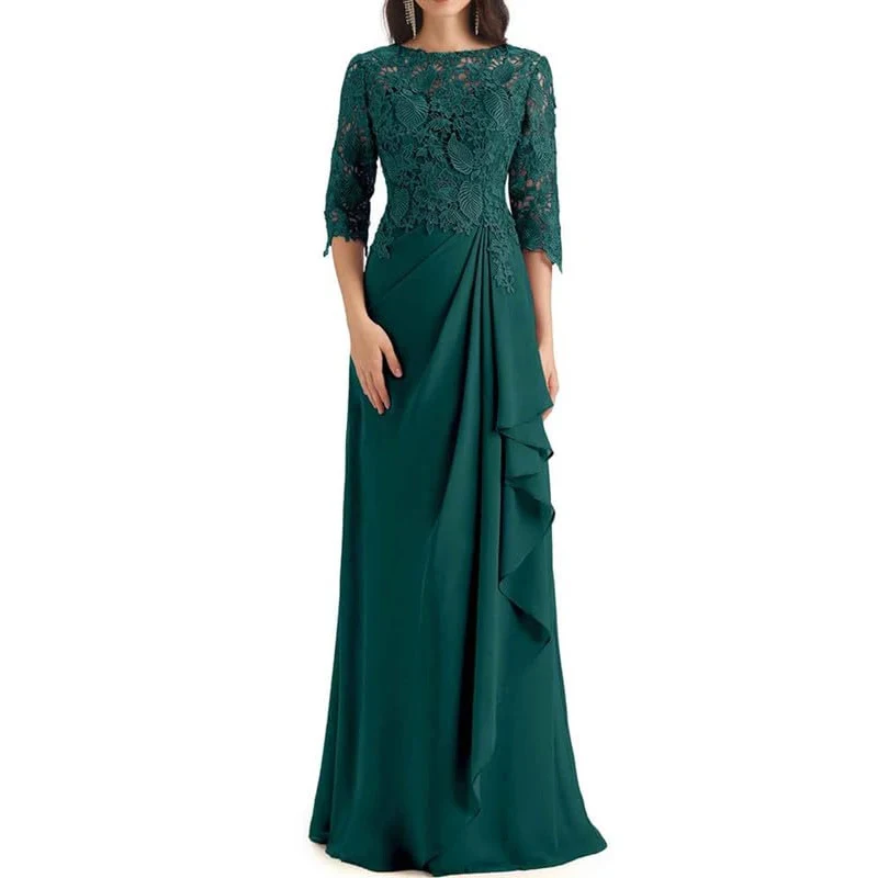 Elegant Lace Applique Mother of the Bride Dress for Wedding Party Dress Chiffon Half Sleeves A-line Evening Dresses Floor Length - Image 4