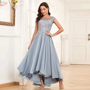 Lace Appliqués Mother Of The Bride Dresses for Wedding Party Dress Evening Dress High-low Chiffon Wedding Guest Dress Tea Length